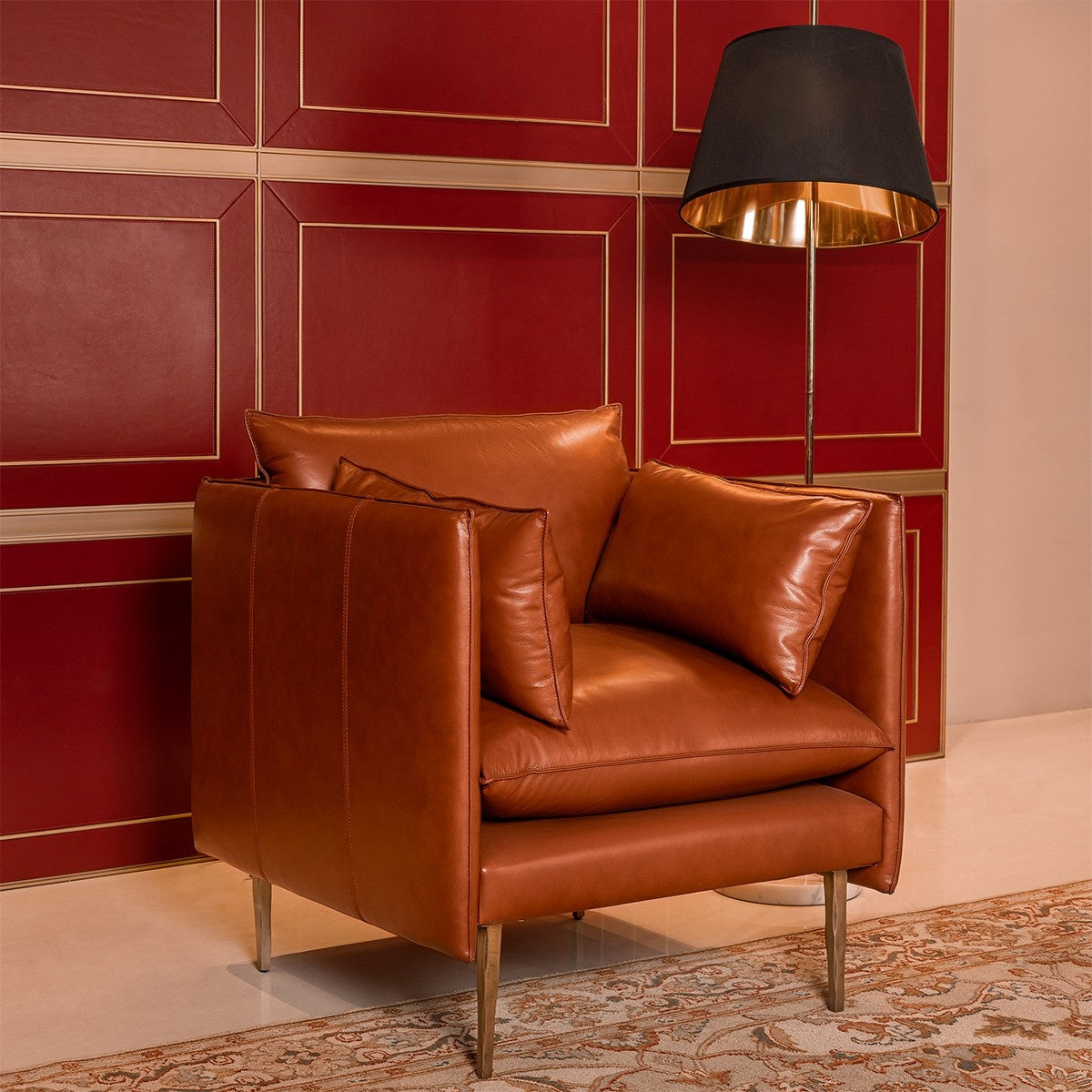 Ravello Noble Sofa – Cognac Brown (Single Seater) – Marwar Handicraft, view 2 of 2