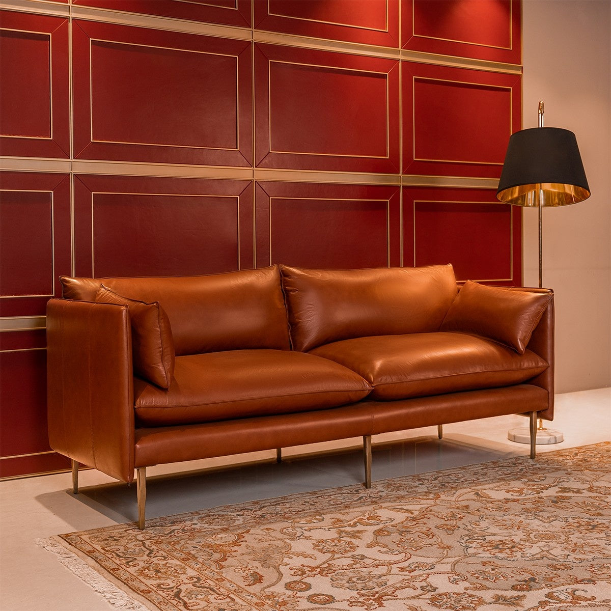Ravello Noble Sofa - Three Seater Cognac, view 2