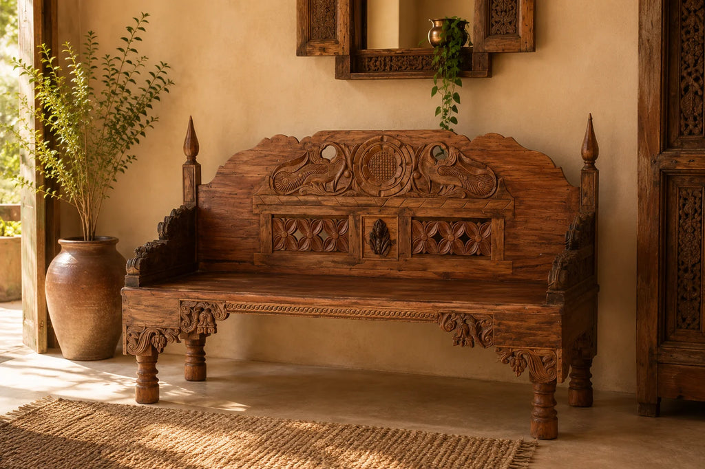 Karkhana Carved Bench