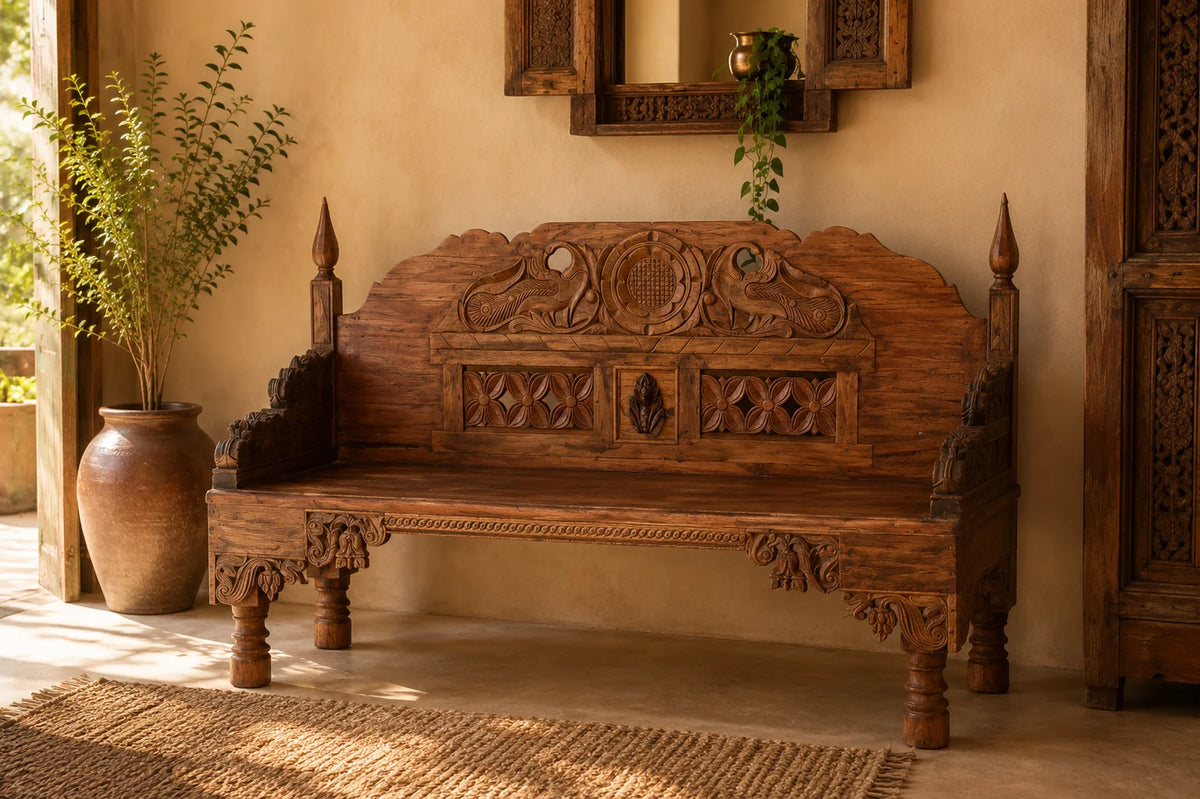Karkhana Carved Bench