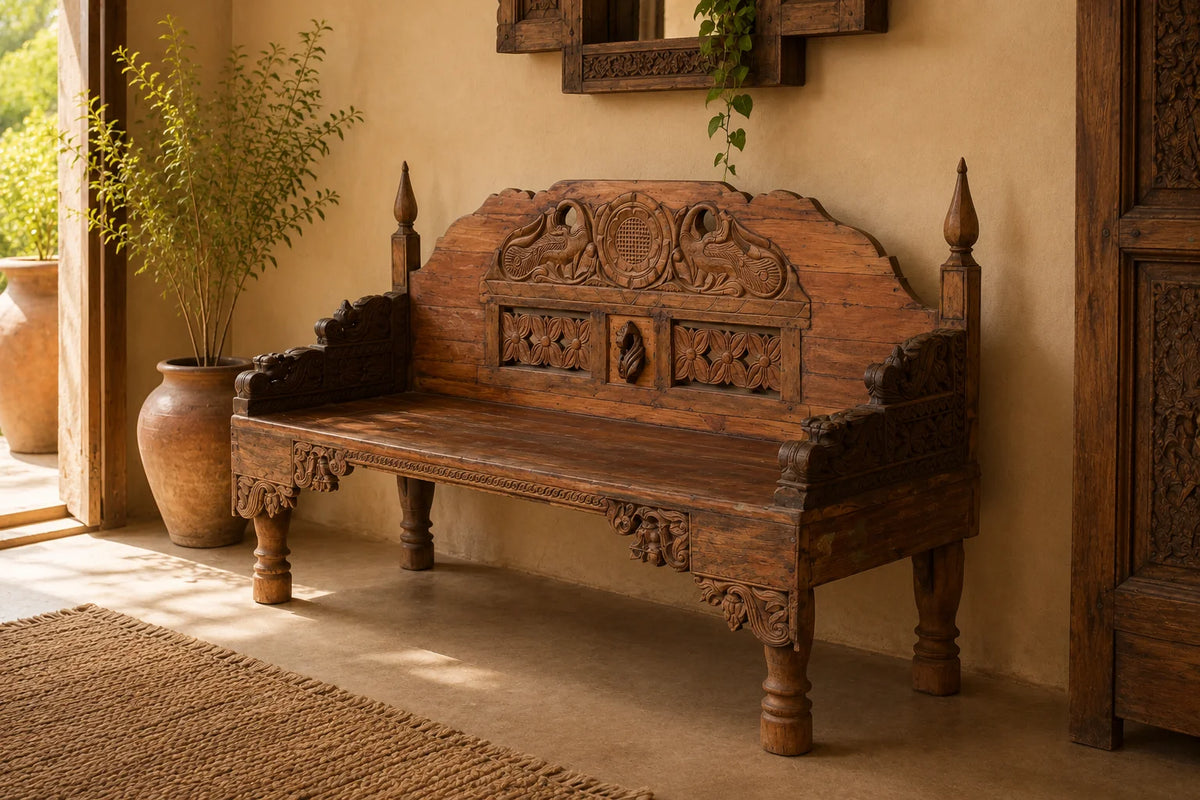 Karkhana Carved Bench
