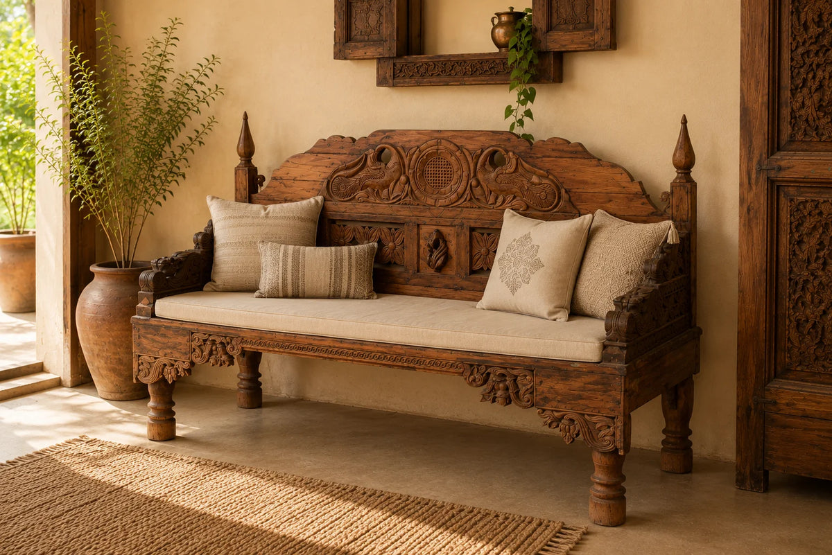 Karkhana Carved Bench