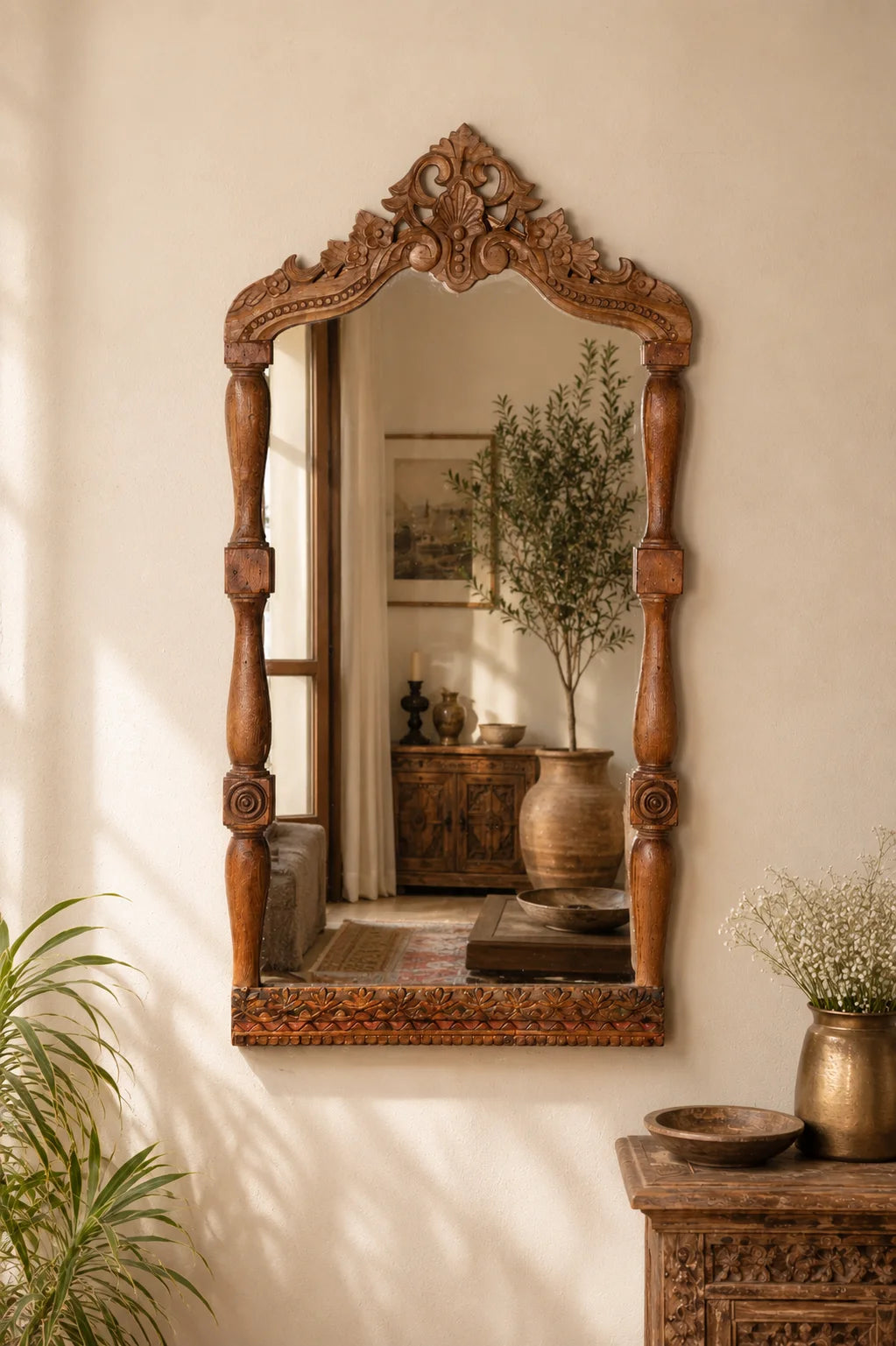 Pichwai Carved Mirror