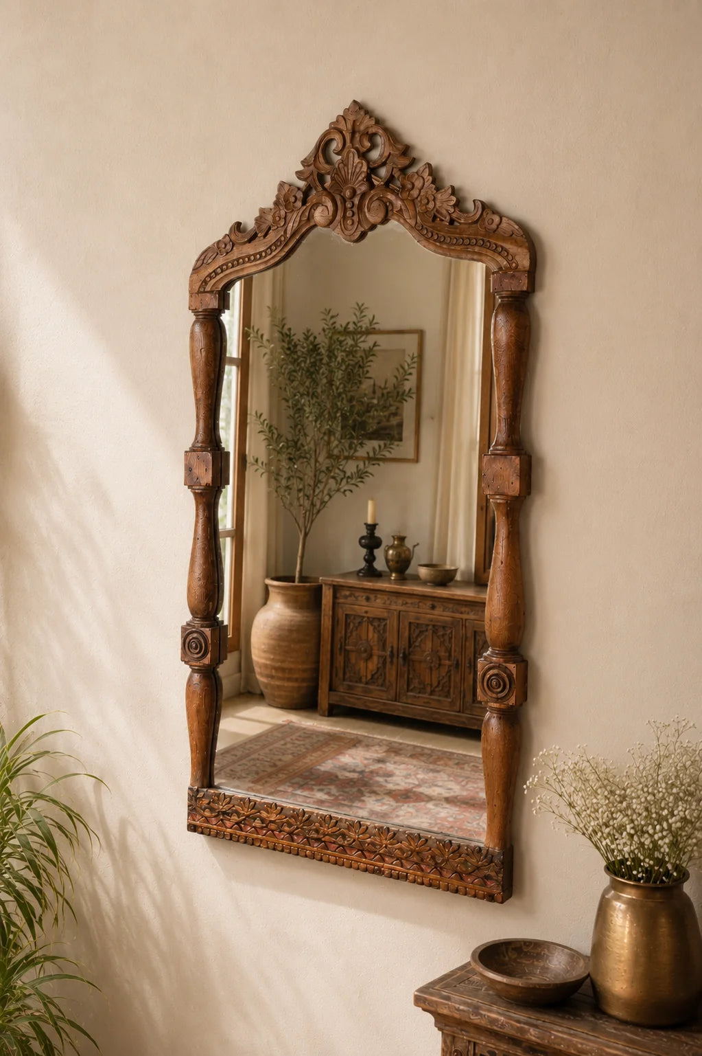 Pichwai Carved Mirror