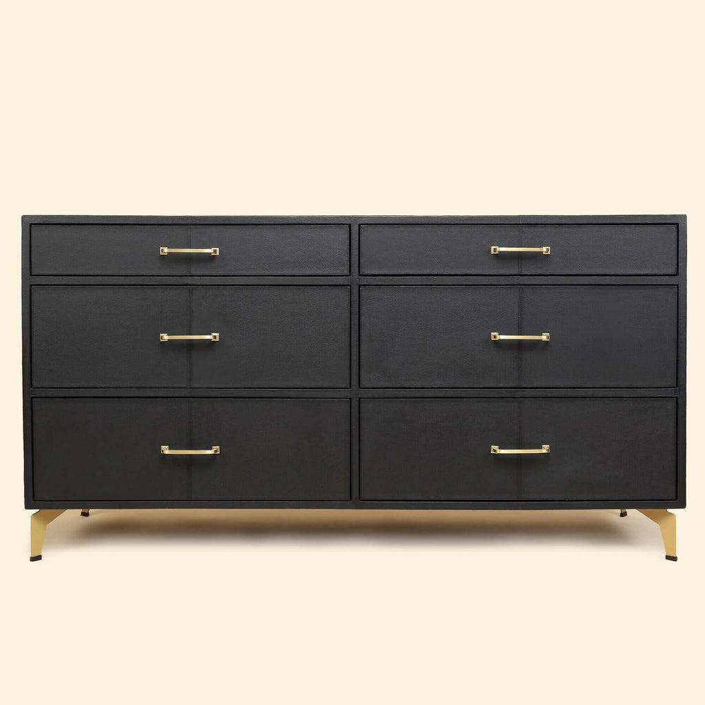 Linden Drawers – Black Leather Finish – Marwar Handicraft, view 3 of 5