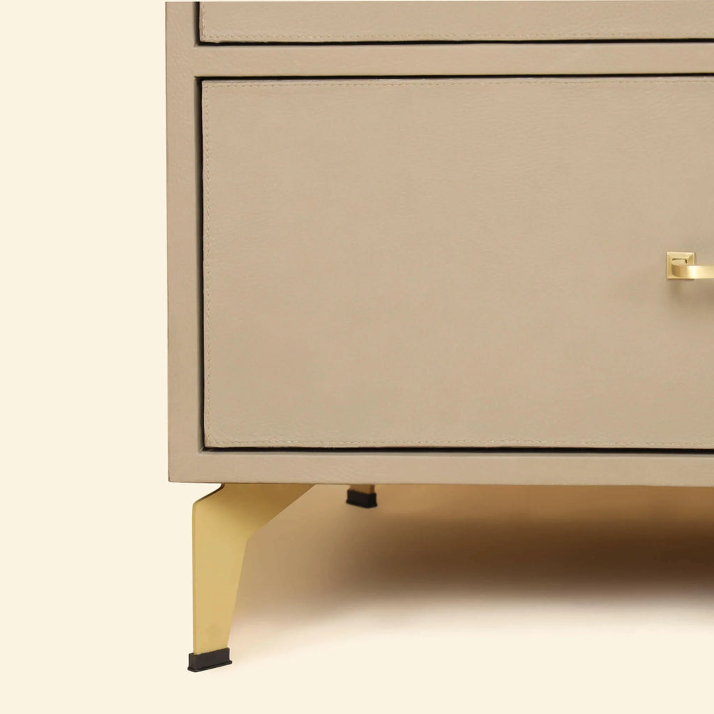 Linden Drawers – Taupe Leather Finish – Marwar Handicraft, view 5 of 5