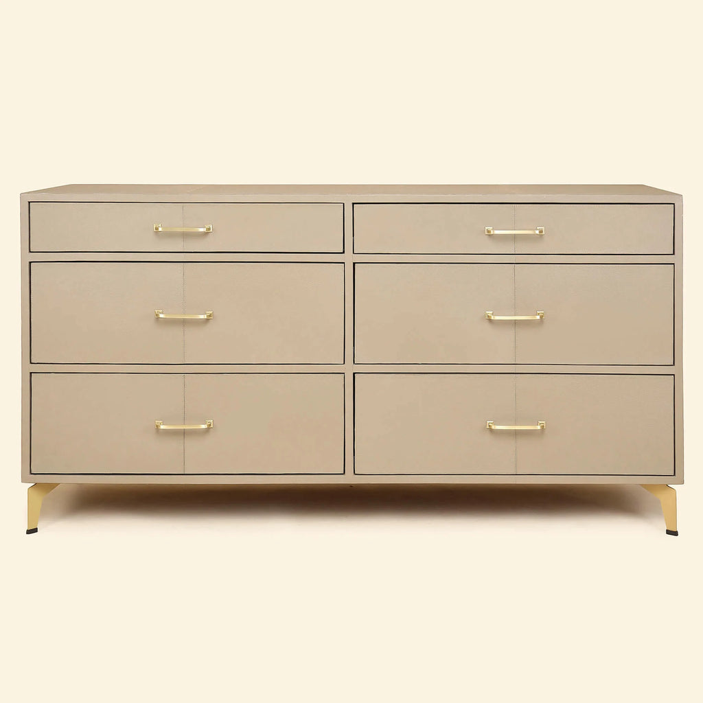 Linden Drawers – Taupe Leather Finish – Marwar Handicraft, view 1 of 5