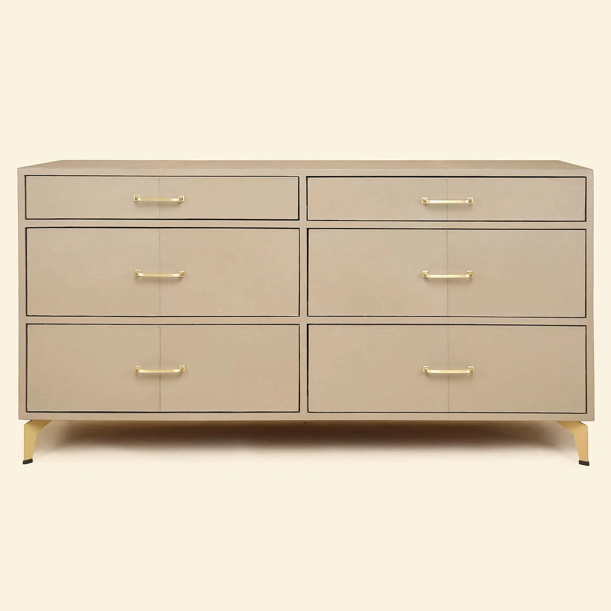 Linden Drawers – Taupe Leather Finish – Marwar Handicraft, view 1 of 5