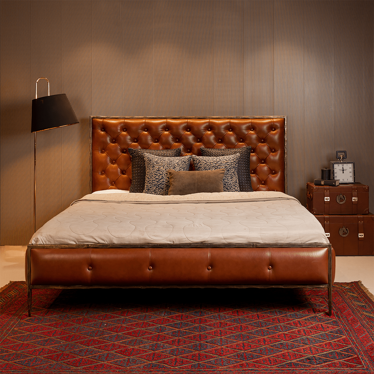 Cavalier Veritas King Bed – Saddle Tan – Marwar Handicraft, view 1 of 3