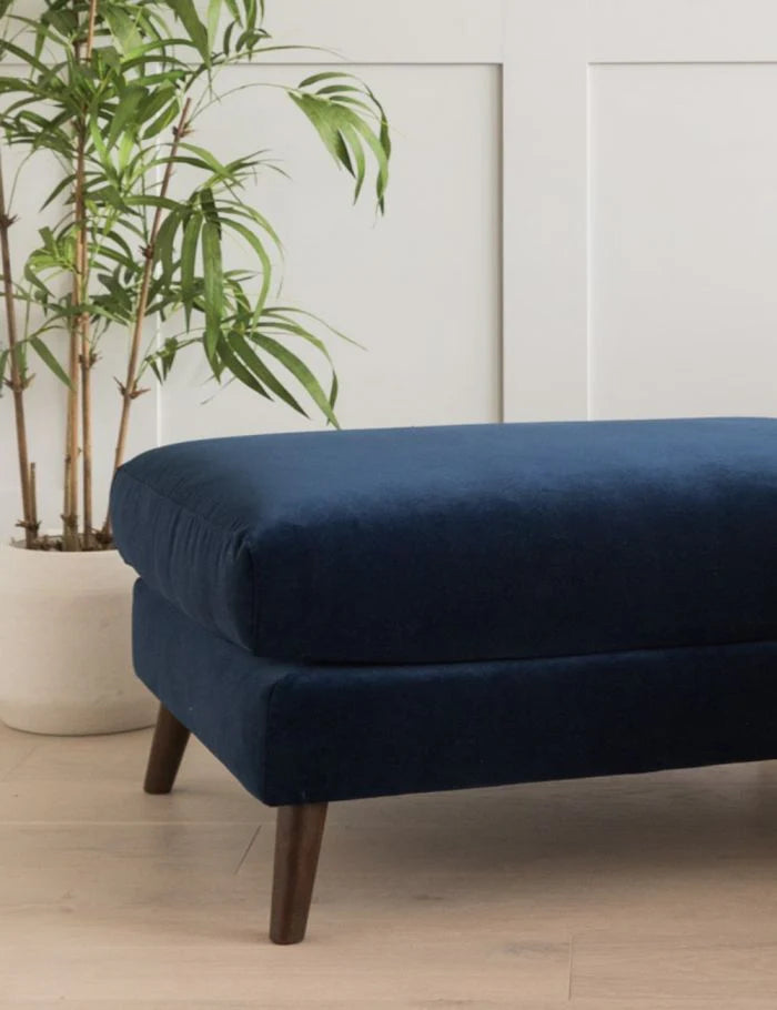 Prescott Footstool – Ocean Blue