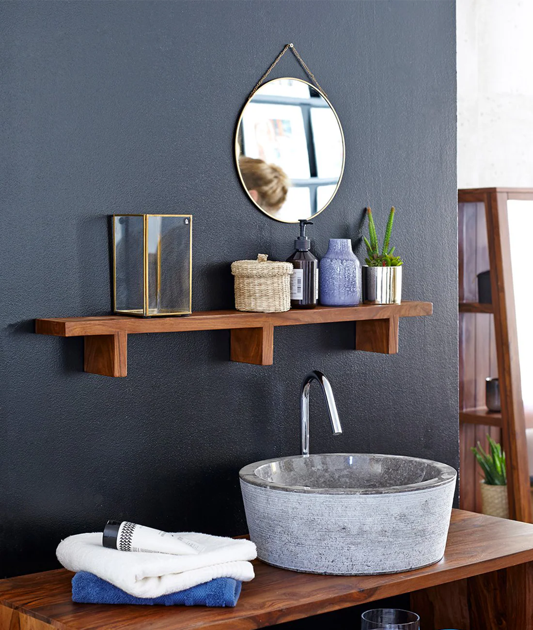 Walden Teak Wood Wall Rack