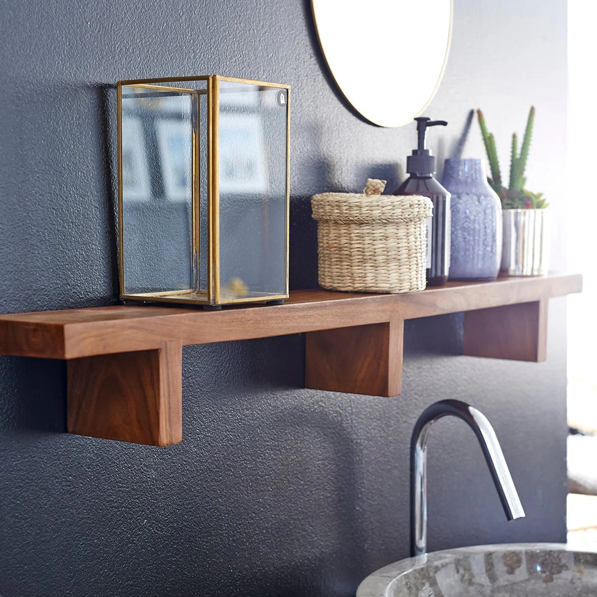Walden Teak Wood Wall Rack