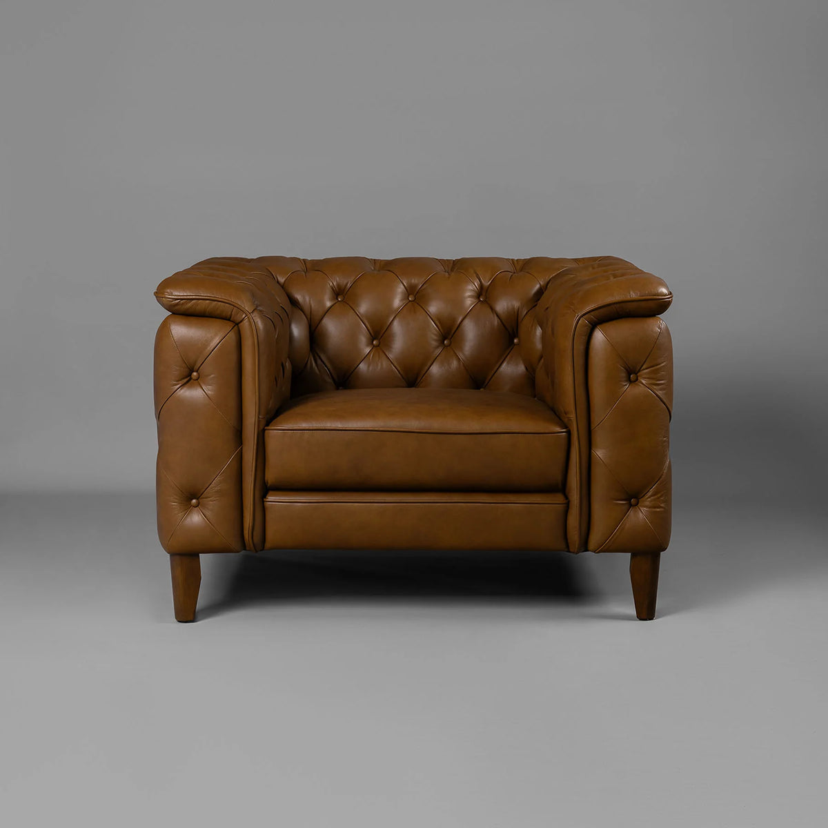 Monteluce Chester Sofa – Saddle Brown (Single Seater) – Marwar Handicraft, view 1 of 6