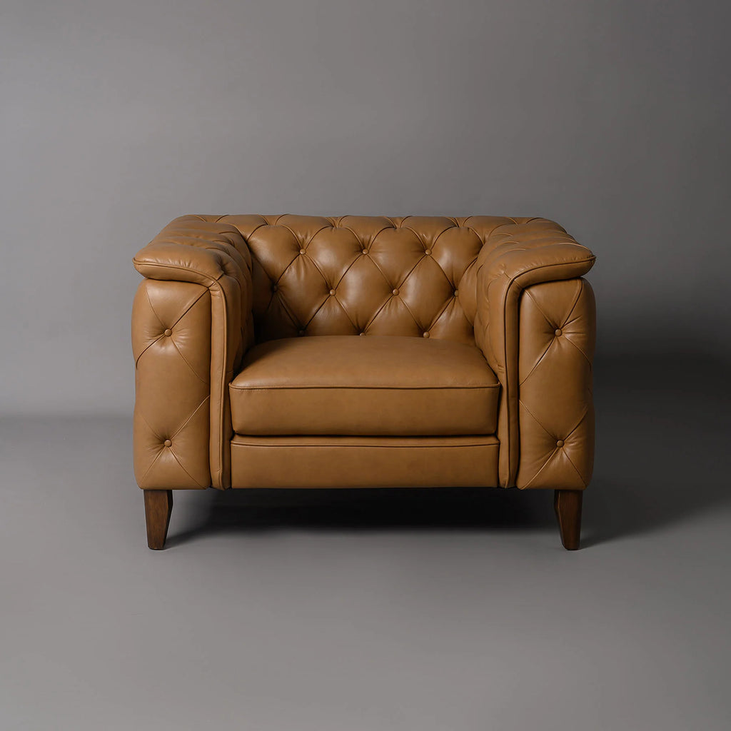 Monteluce Chester Sofa – Tan (Single Seater) – Marwar Handicraft, view 1 of 6