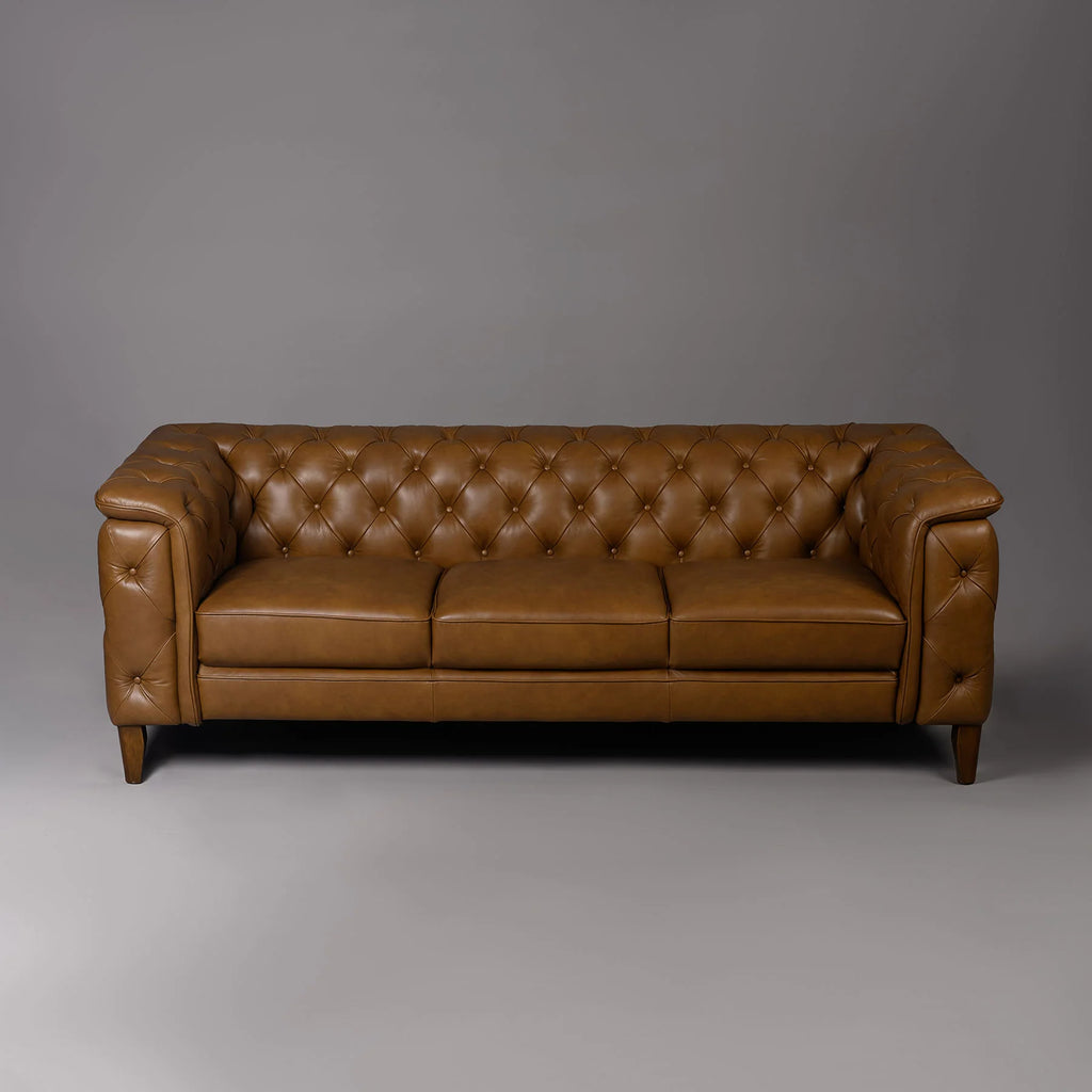 Monteluce Chester Sofa – Saddle Brown (Three Seater) – Marwar Handicraft, view 3 of 6