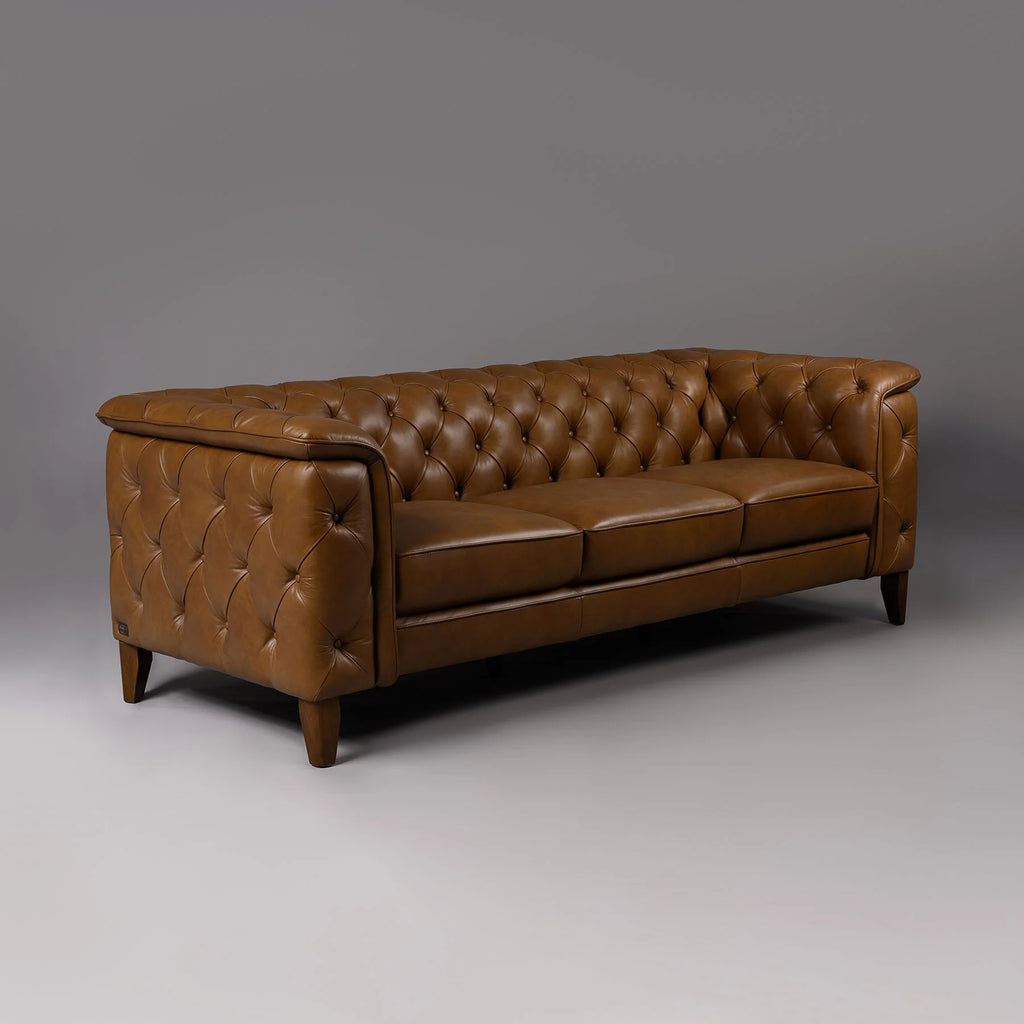 Monteluce Chester Sofa – Saddle Brown (Three Seater) – Marwar Handicraft, view 2 of 6