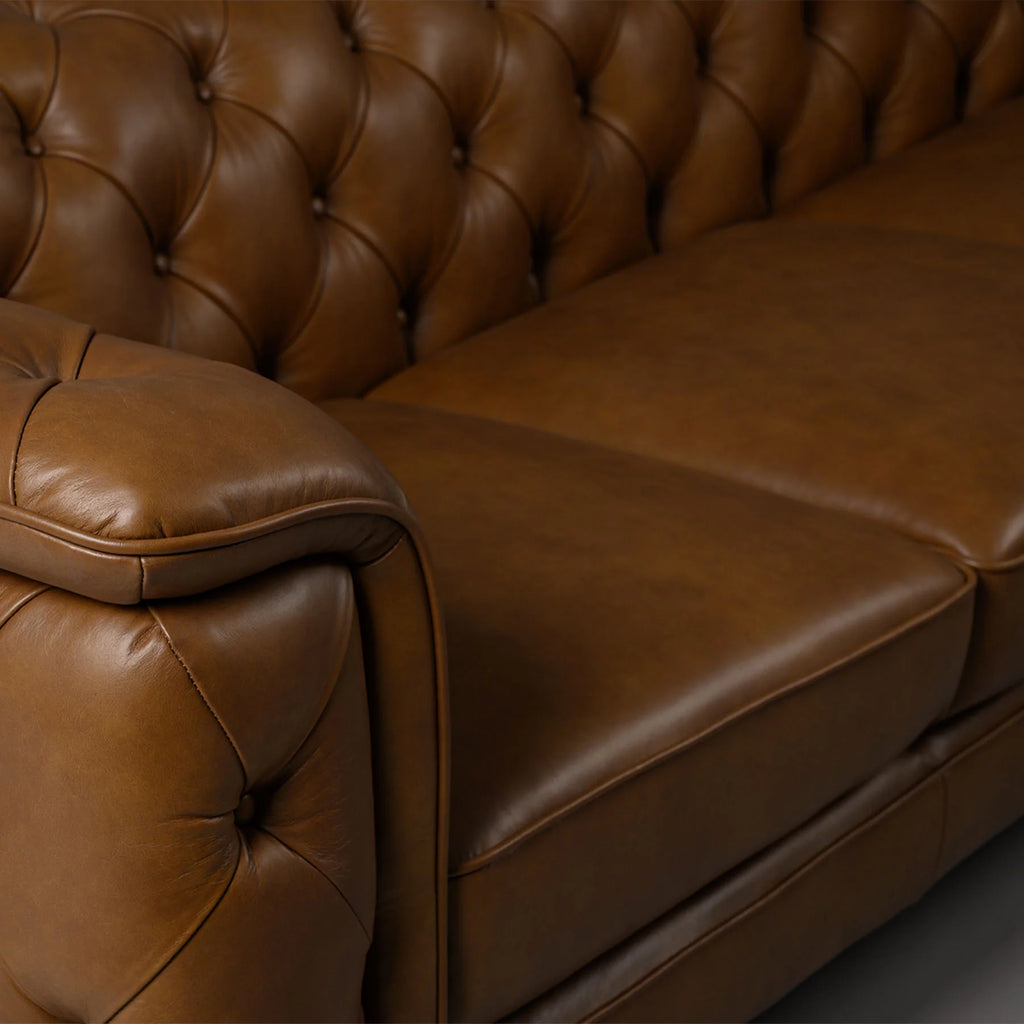 Monteluce Chester Sofa – Saddle Brown (Three Seater) – Marwar Handicraft, view 5 of 6