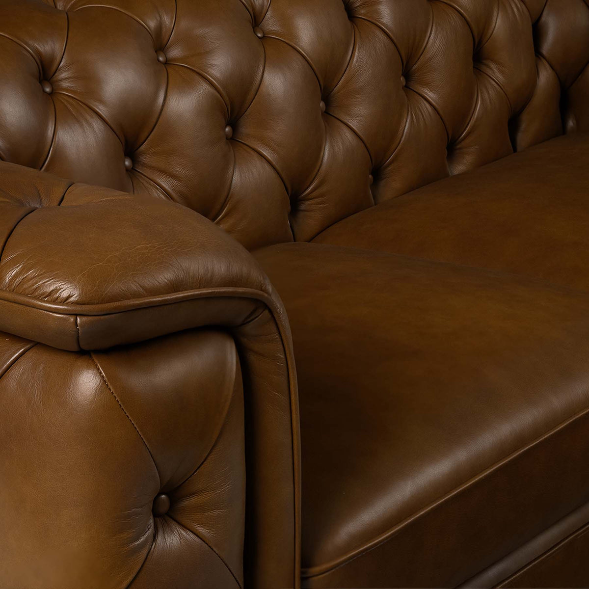 Monteluce Chester Sofa – Saddle Brown (Two Seater) – Marwar Handicraft, view 5 of 6