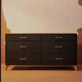 Linden Drawers – Black Leather Finish – Marwar Handicraft, view 1 of 5